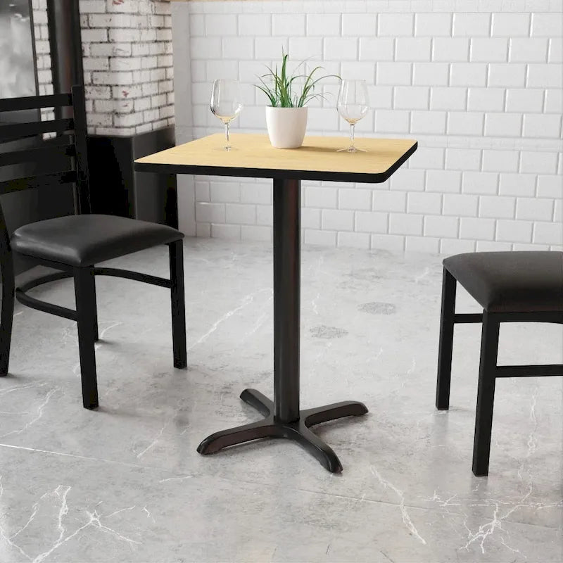 Table à manger carrée à plateau laminé avec piètement en X – Noyer / Noir / Acajou / Naturel – 2 places