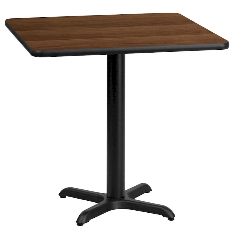 Table à manger carrée à plateau laminé avec piètement en X – Noyer / Noir / Acajou / Naturel – 2 places