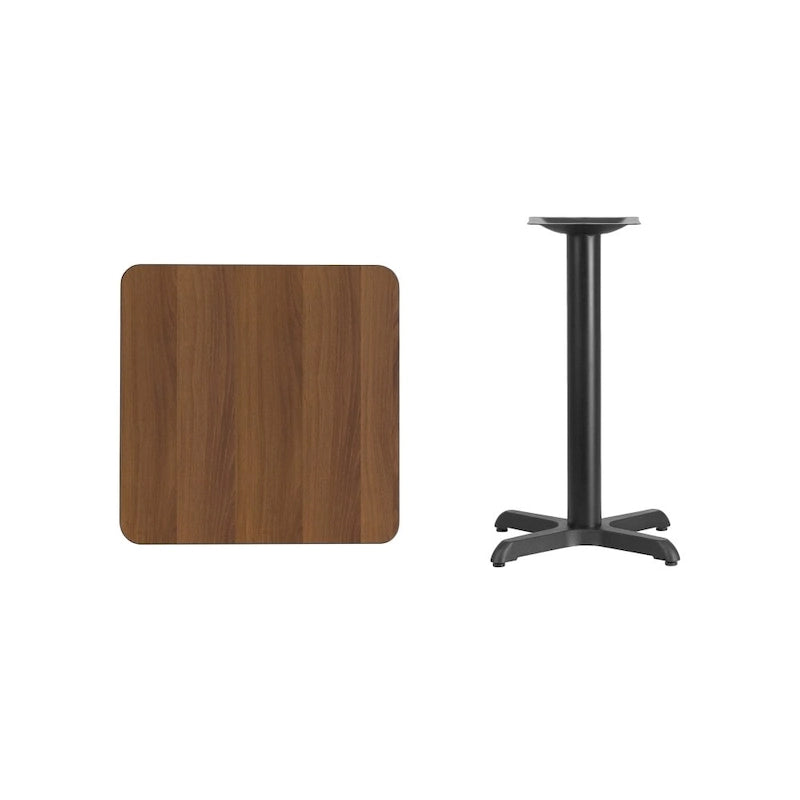Table à manger carrée à plateau laminé avec piètement en X – Noyer / Noir / Acajou / Naturel – 2 places