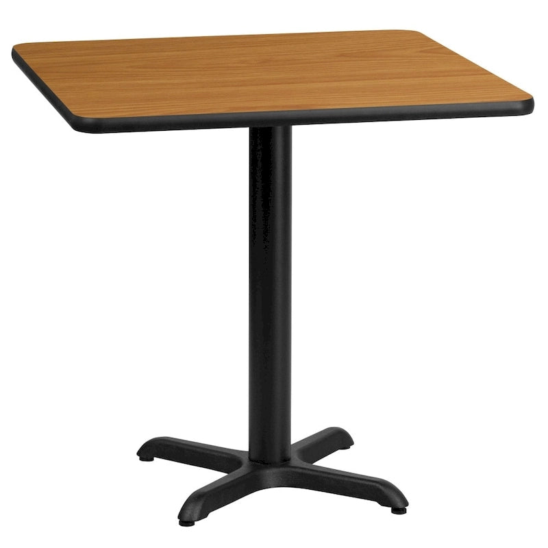 Table à manger carrée à plateau laminé avec piètement en X – Noyer / Noir / Acajou / Naturel – 2 places