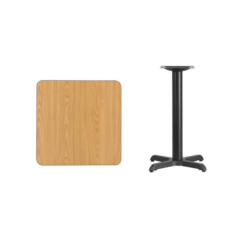 Table à manger carrée à plateau laminé avec piètement en X – Noyer / Noir / Acajou / Naturel – 2 places