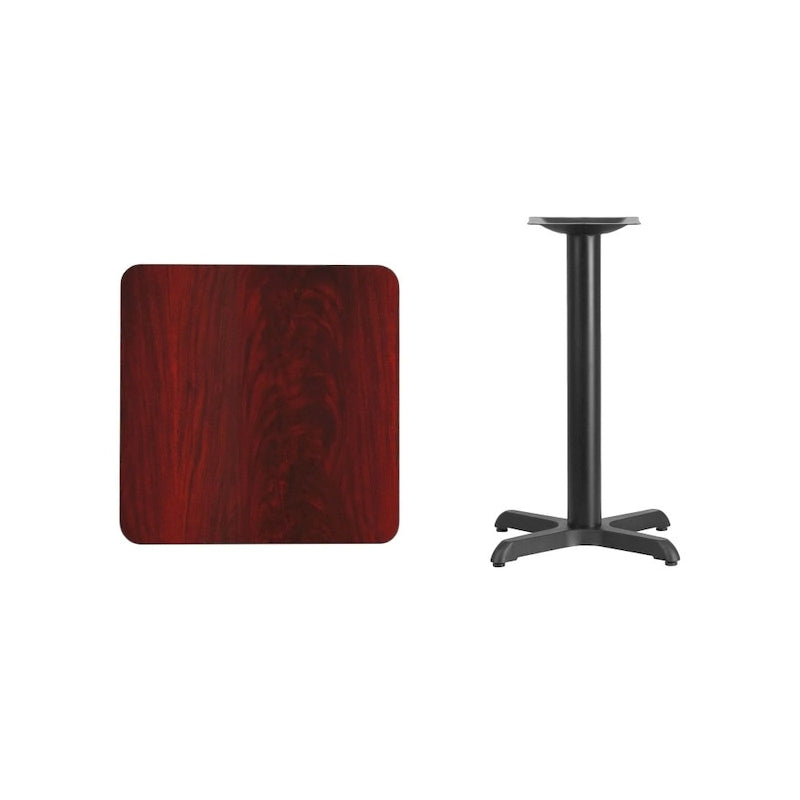 Table à manger carrée à plateau laminé avec piètement en X – Noyer / Noir / Acajou / Naturel – 2 places