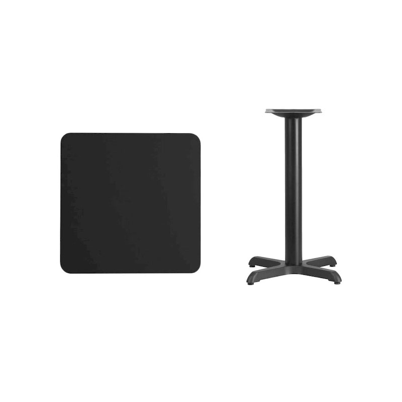 Table à manger carrée à plateau laminé avec piètement en X – Noyer / Noir / Acajou / Naturel – 2 places