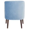 Fauteuil d'appoint en velours bleu clair/blanc/vert avec pieds coniques en noyer – 1 place