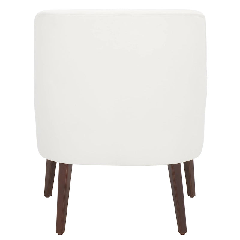 Fauteuil d'appoint en velours bleu clair/blanc/vert avec pieds coniques en noyer – 1 place