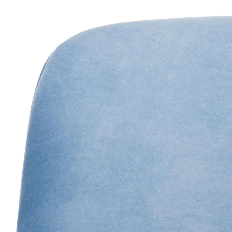 Fauteuil d'appoint en velours bleu clair/blanc/vert avec pieds coniques en noyer – 1 place