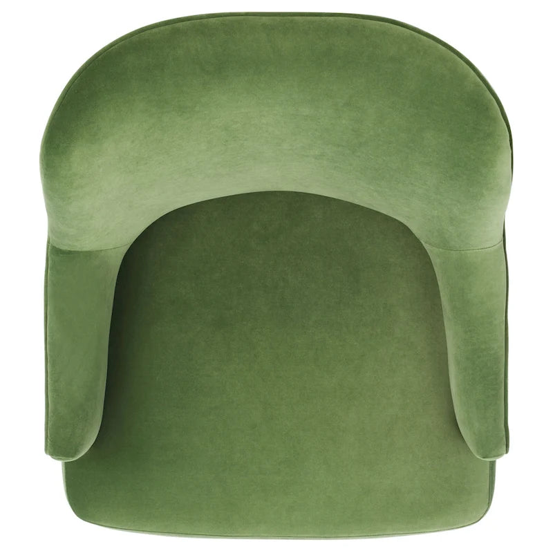 Fauteuil d'appoint en velours bleu clair/blanc/vert avec pieds coniques en noyer – 1 place