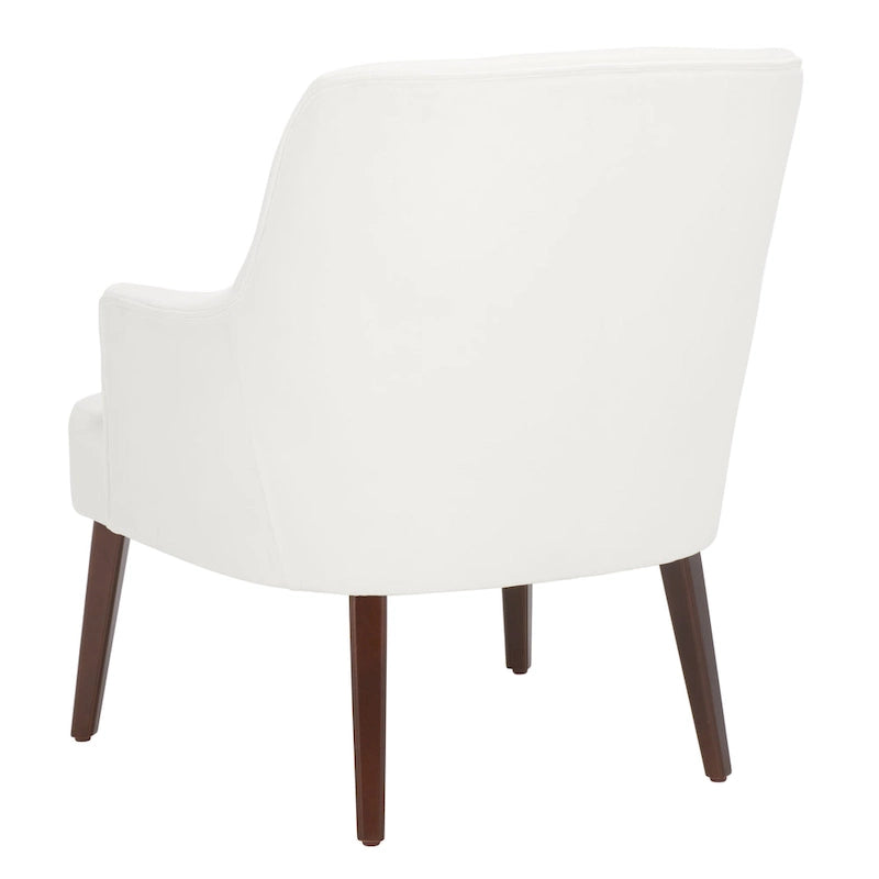 Fauteuil d'appoint en velours bleu clair/blanc/vert avec pieds coniques en noyer – 1 place