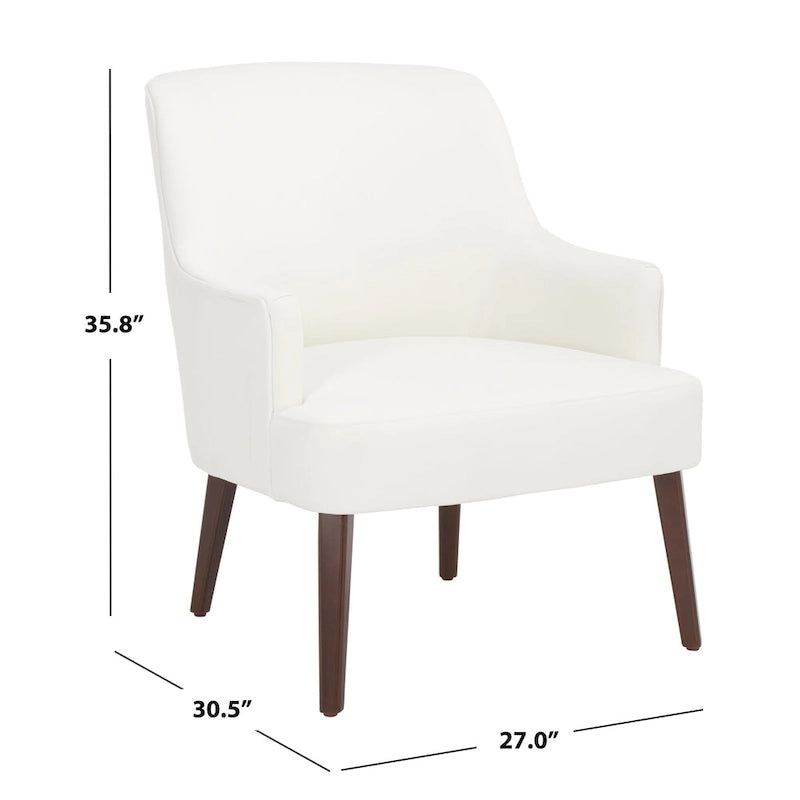 Fauteuil d'appoint en velours bleu clair/blanc/vert avec pieds coniques en noyer – 1 place