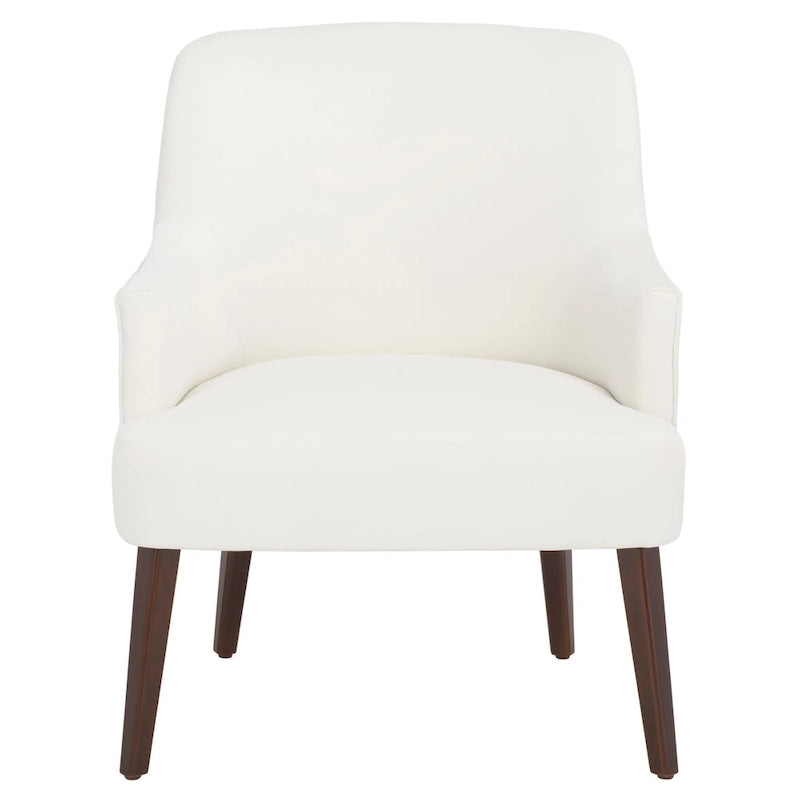 Fauteuil d'appoint en velours bleu clair/blanc/vert avec pieds coniques en noyer – 1 place