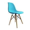 Chaise de salle à manger sans accoudoirs en tissu moderne du milieu du siècle, bleu/gris, avec pieds en bois de hêtre – 1 place