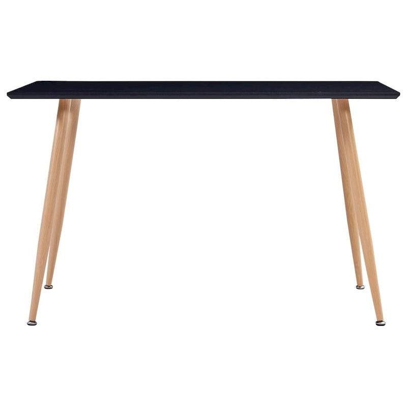 Table de salle à manger moderne en MDF, noir et chêne, avec pieds en acier – 6 places