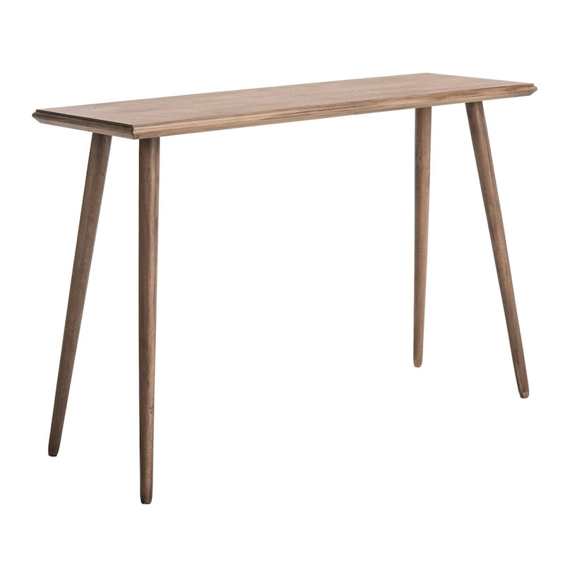 Table console moderne du milieu du siècle brun clair / gris ardoise / blanc vintage