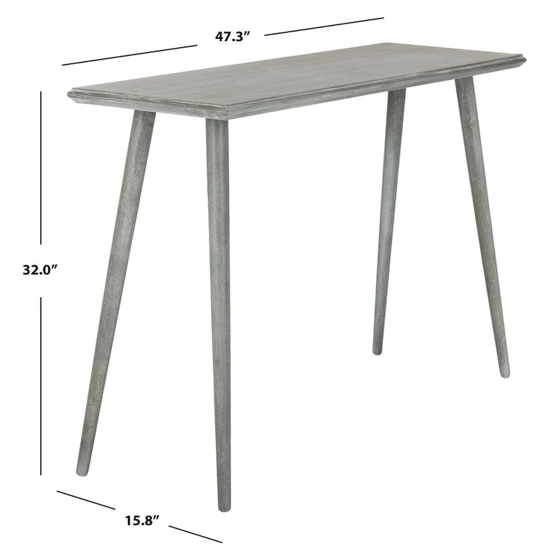 Table console moderne du milieu du siècle brun clair / gris ardoise / blanc vintage