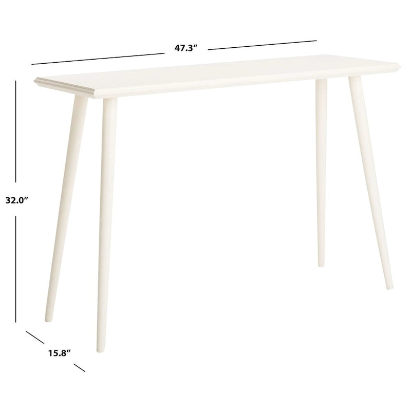 Table console moderne du milieu du siècle brun clair / gris ardoise / blanc vintage