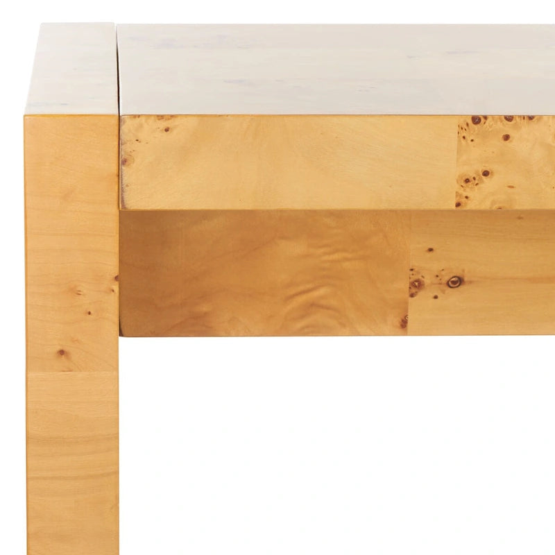 Console étroite en placage de loupe de bois naturel