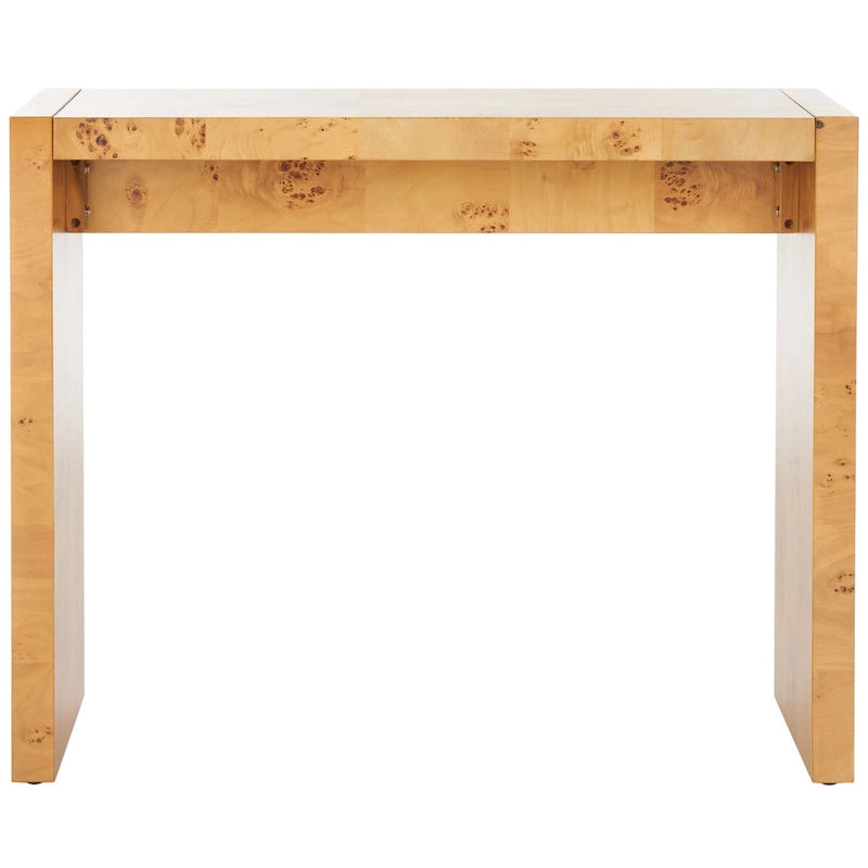 Console étroite en placage de loupe de bois naturel
