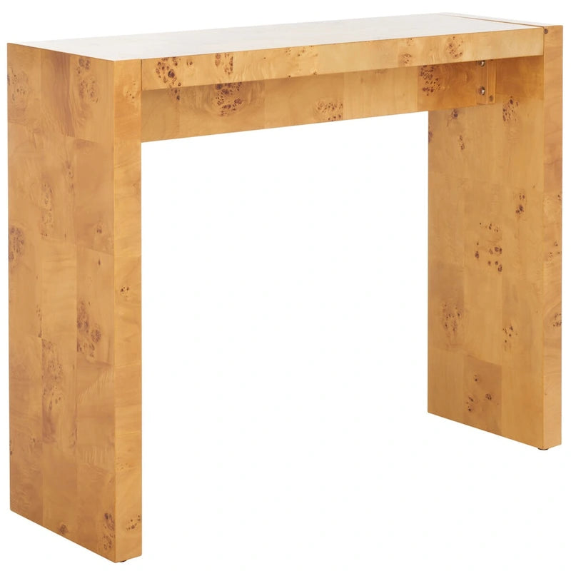Console étroite en placage de loupe de bois naturel