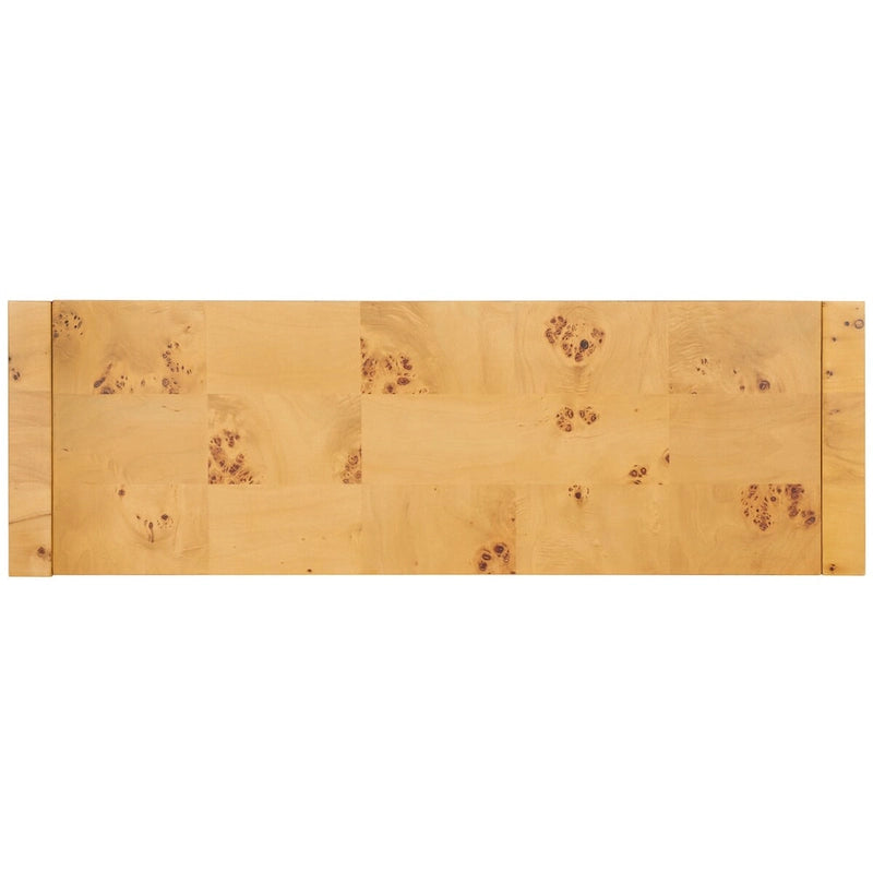 Console étroite en placage de loupe de bois naturel