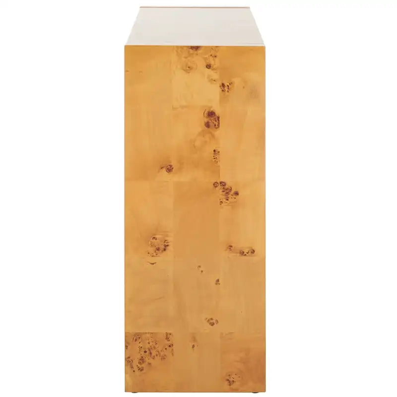 Console étroite en placage de loupe de bois naturel