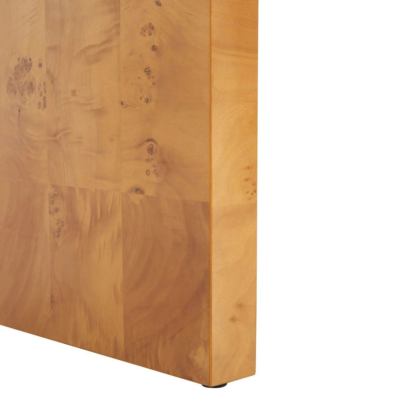 Console étroite en placage de loupe de bois naturel