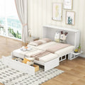 Lit escamotable mobile Queen Size blanc avec tiroir et étagères latérales