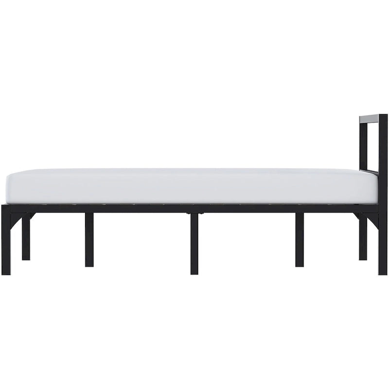 Lit plateforme en métal noir avec tête et pied de lit – Simple / Double / Grand