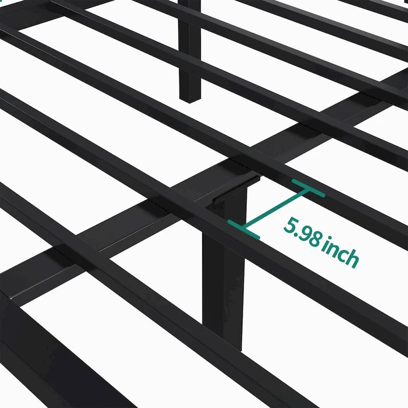 Lit plateforme en métal noir avec tête et pied de lit – Simple / Double / Grand