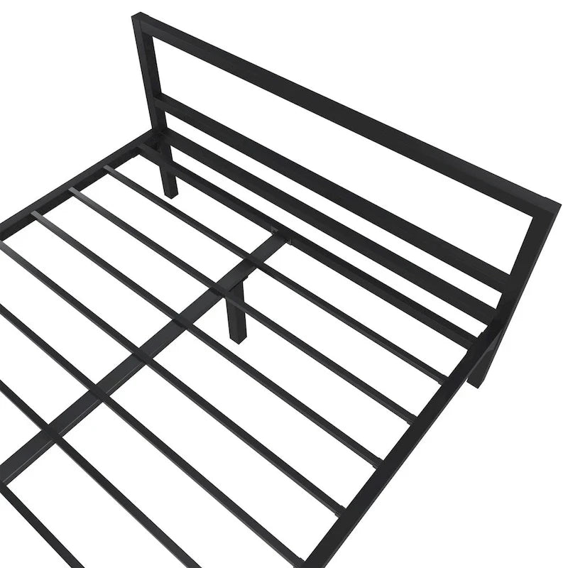 Lit plateforme en métal noir avec tête et pied de lit – Simple / Double / Grand