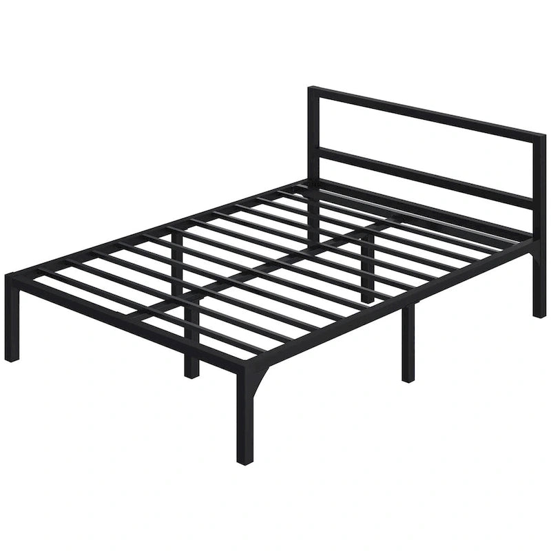 Lit plateforme en métal noir avec tête et pied de lit – Simple / Double / Grand