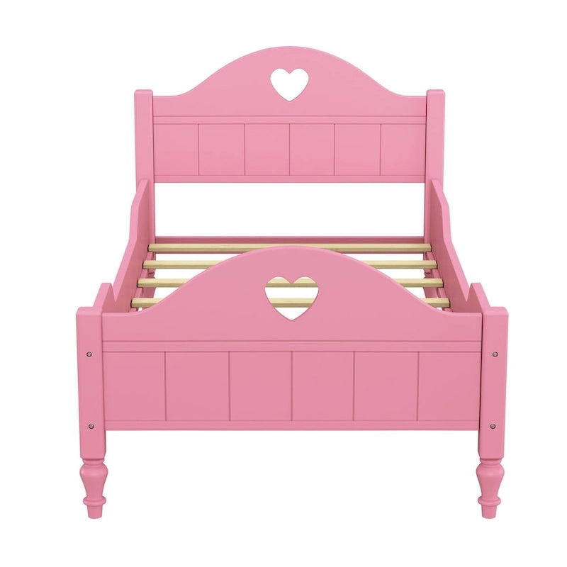 Lit jumeau rose / vert / blanc / turquoise pour enfant avec barrières de sécurité latérales, tête et pied de lit – 1 enfant