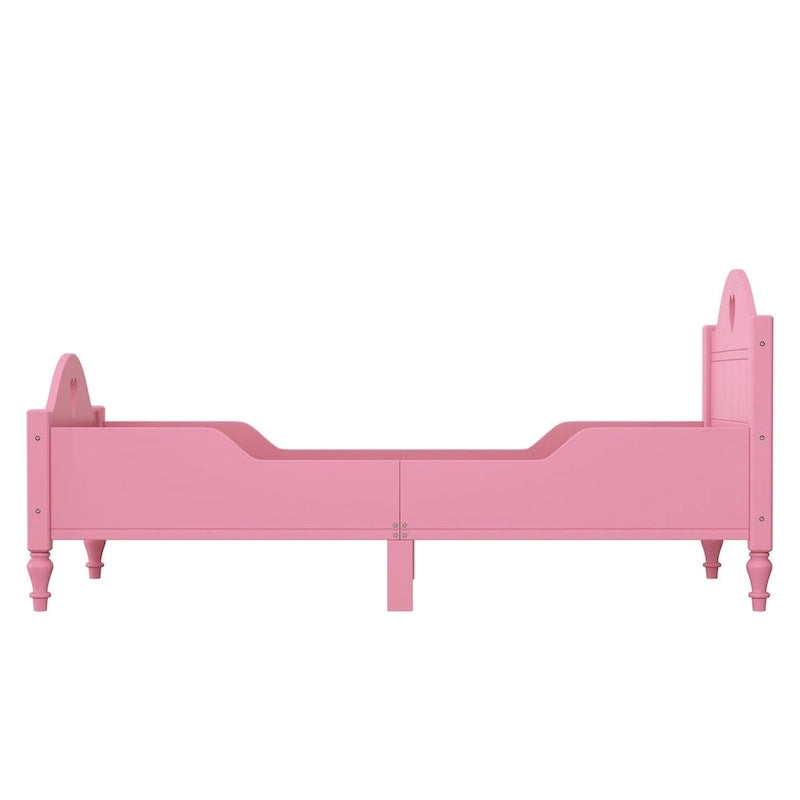 Lit jumeau rose / vert / blanc / turquoise pour enfant avec barrières de sécurité latérales, tête et pied de lit – 1 enfant