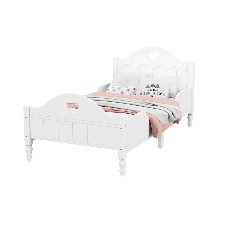 Lit jumeau rose / vert / blanc / turquoise pour enfant avec barrières de sécurité latérales, tête et pied de lit – 1 enfant
