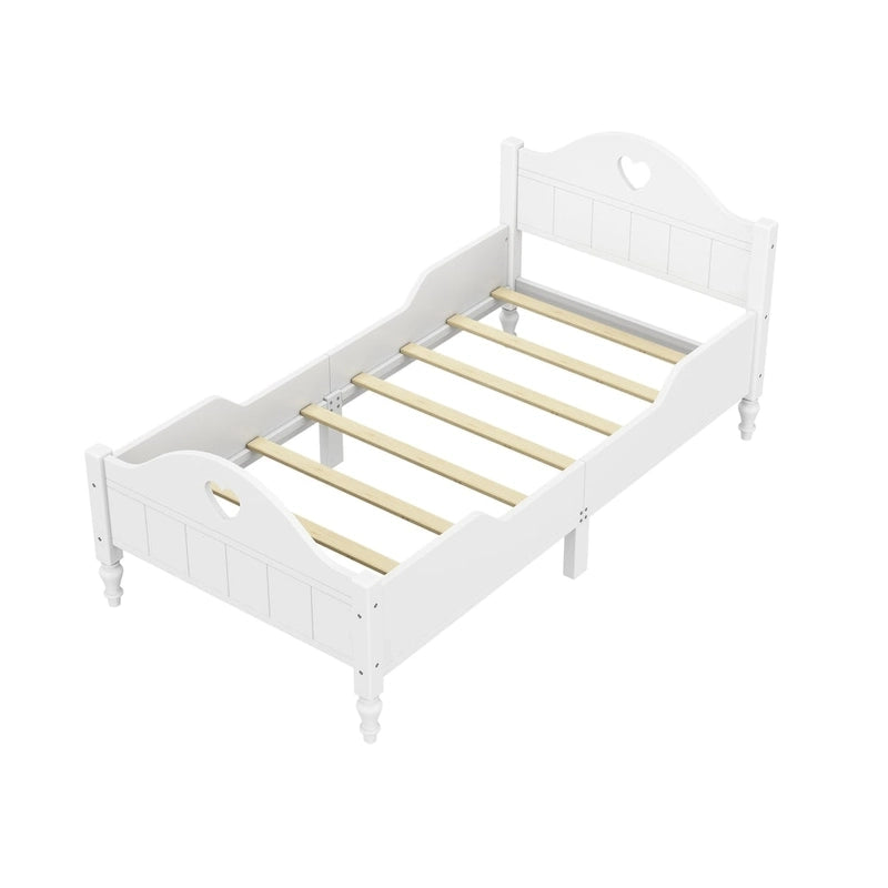 Lit jumeau rose / vert / blanc / turquoise pour enfant avec barrières de sécurité latérales, tête et pied de lit – 1 enfant
