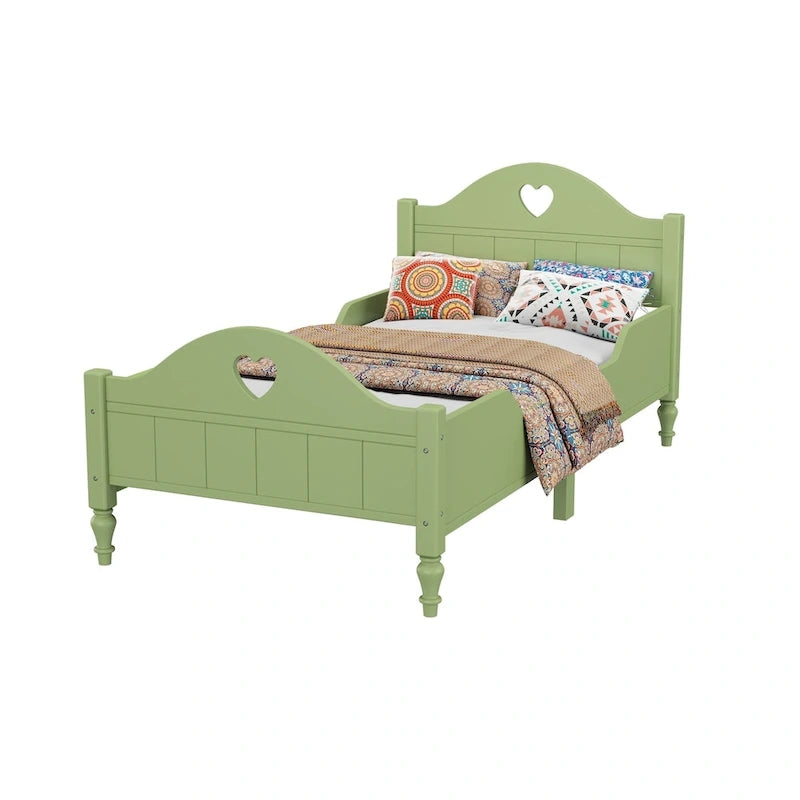 Lit jumeau rose / vert / blanc / turquoise pour enfant avec barrières de sécurité latérales, tête et pied de lit – 1 enfant
