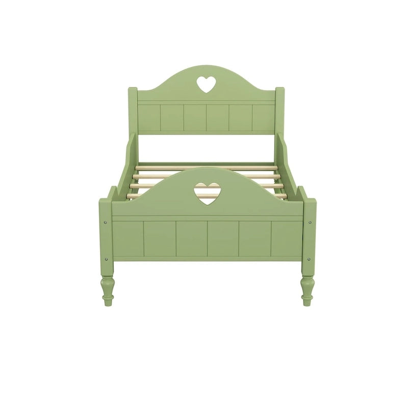Lit jumeau rose / vert / blanc / turquoise pour enfant avec barrières de sécurité latérales, tête et pied de lit – 1 enfant