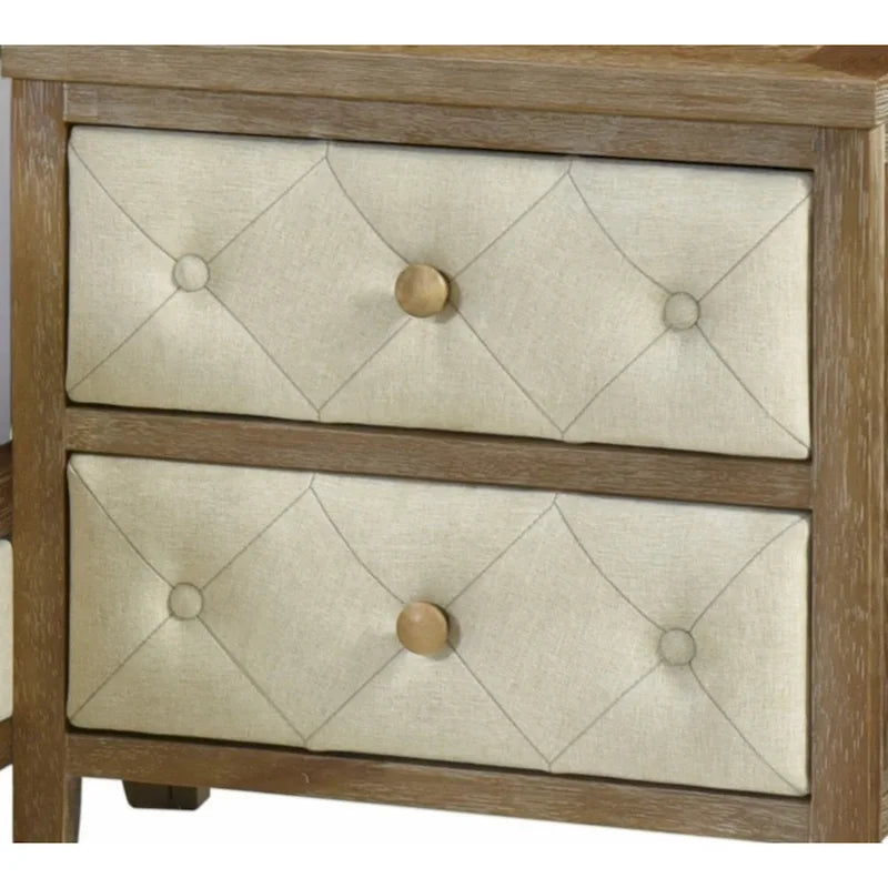 Table de chevet Espresso/Noyer avec façades de tiroirs décorées
