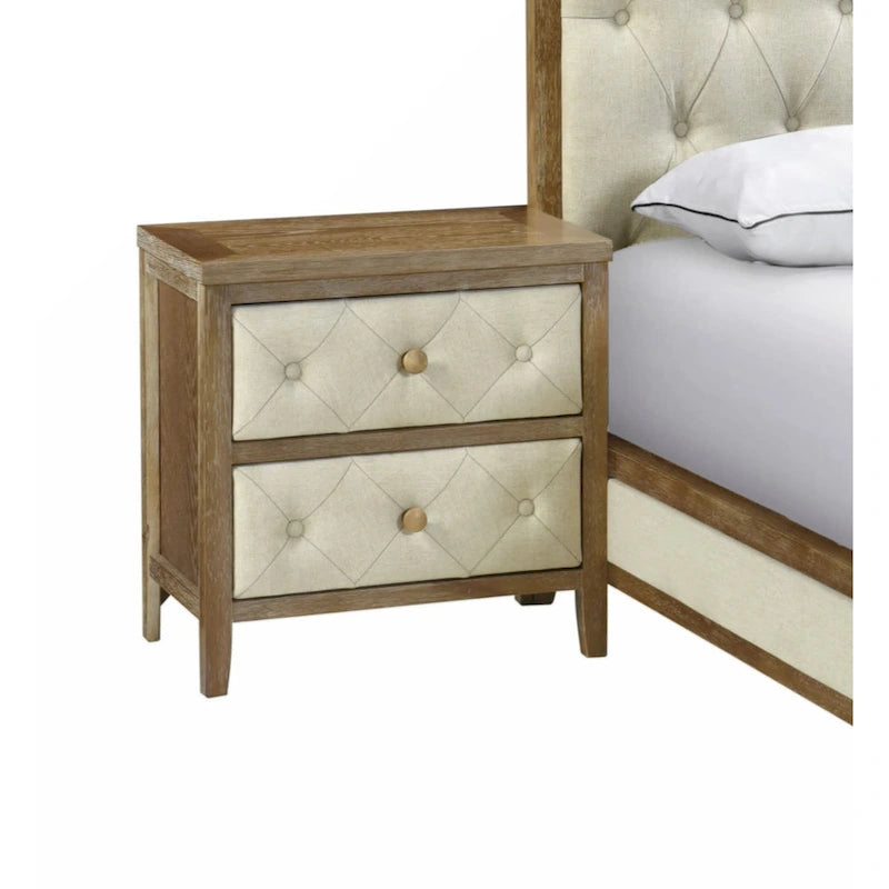Table de chevet Espresso/Noyer avec façades de tiroirs décorées