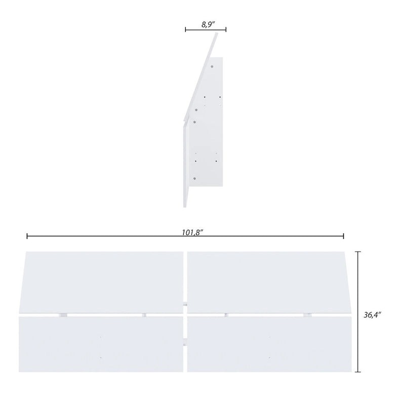 Tête de lit panoramique Queen basse en Érable Naturel / Blanc / Noyer – 1 pièce