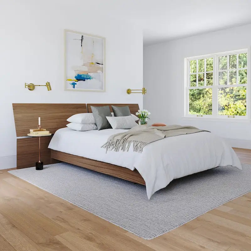 Tête de lit panoramique Queen basse en Érable Naturel / Blanc / Noyer – 1 pièce