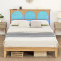 Bed Frame with Natural Rattan Headboard