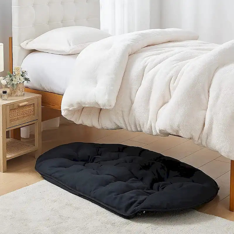 Canapé 2 places en peluche de microfibre pliable blanc ivoire/noir avec structure en métal – 2 places