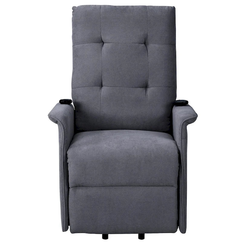 Fauteuil inclinable releveur électrique gris clair/gris foncé avec massage et télécommande – 1 place