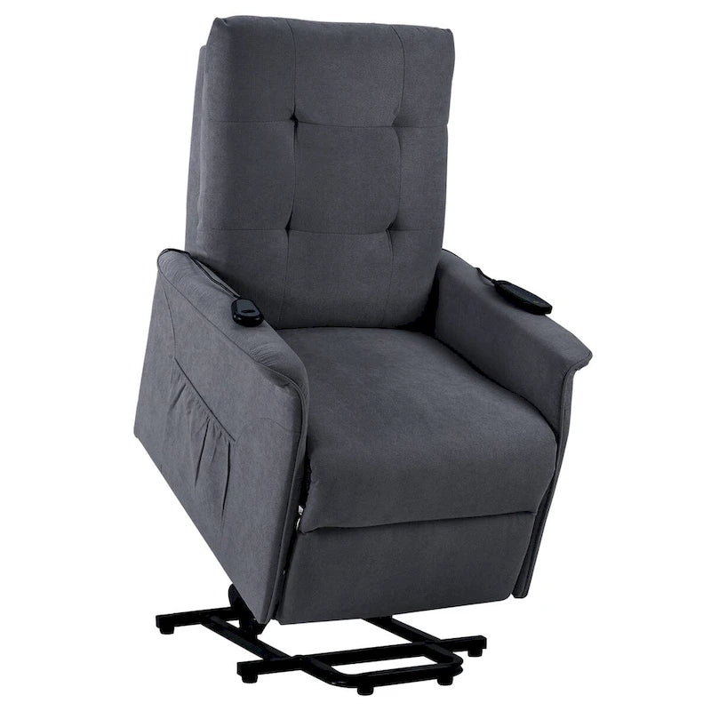 Fauteuil inclinable releveur électrique gris clair/gris foncé avec massage et télécommande – 1 place