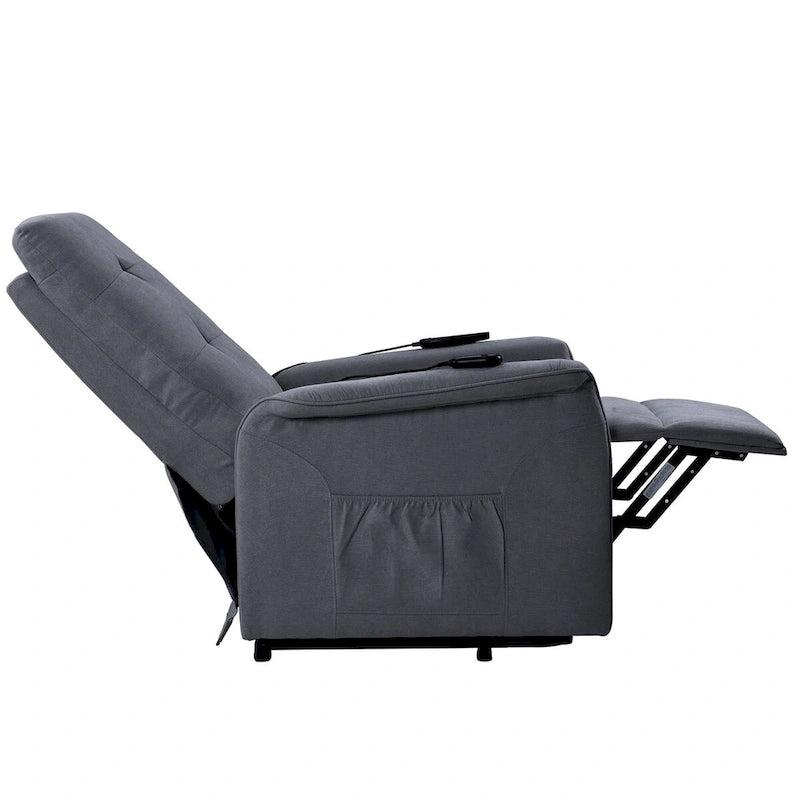 Fauteuil inclinable releveur électrique gris clair/gris foncé avec massage et télécommande – 1 place