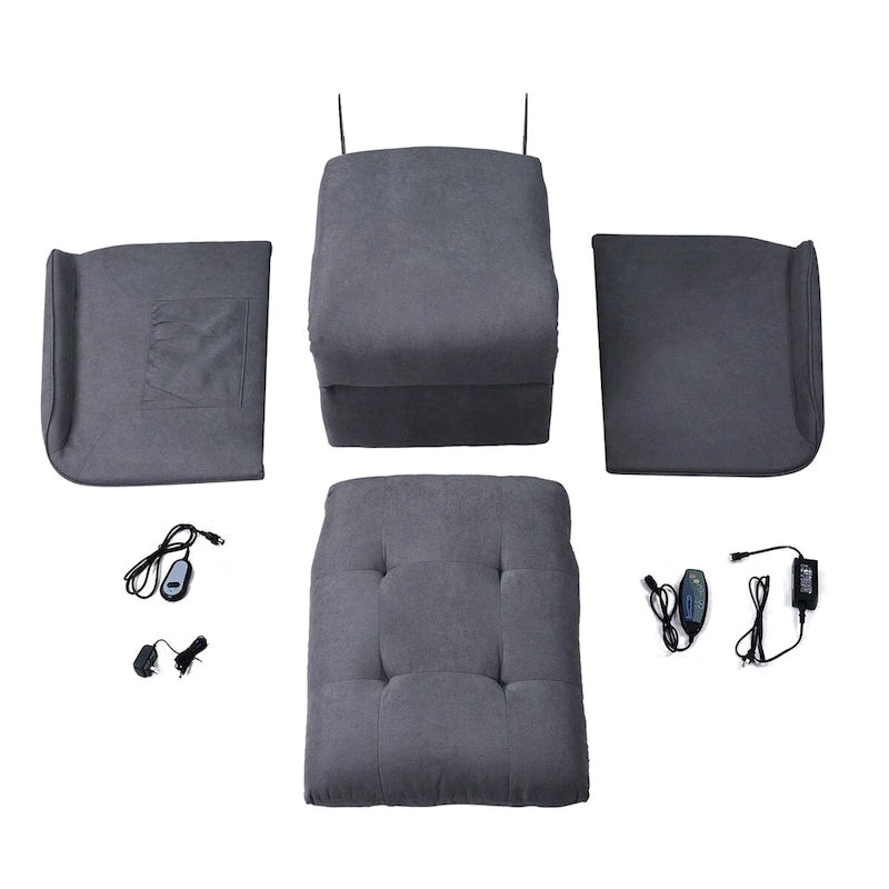Fauteuil inclinable releveur électrique gris clair/gris foncé avec massage et télécommande – 1 place
