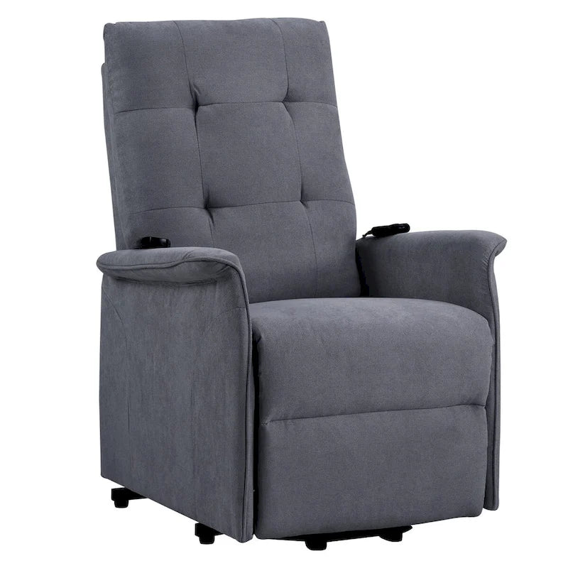 Fauteuil inclinable releveur électrique gris clair/gris foncé avec massage et télécommande – 1 place
