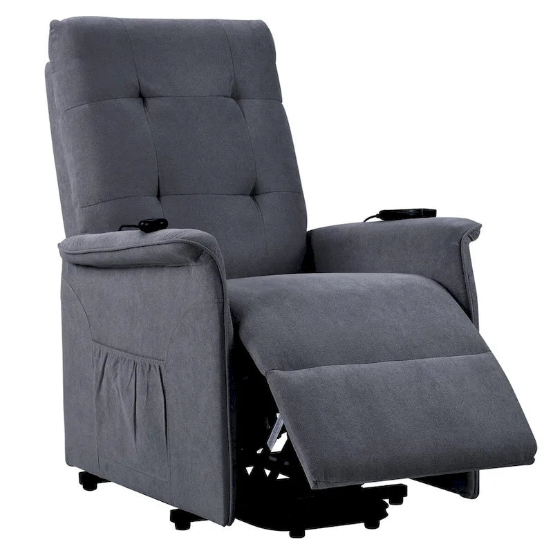 Fauteuil inclinable releveur électrique gris clair/gris foncé avec massage et télécommande – 1 place