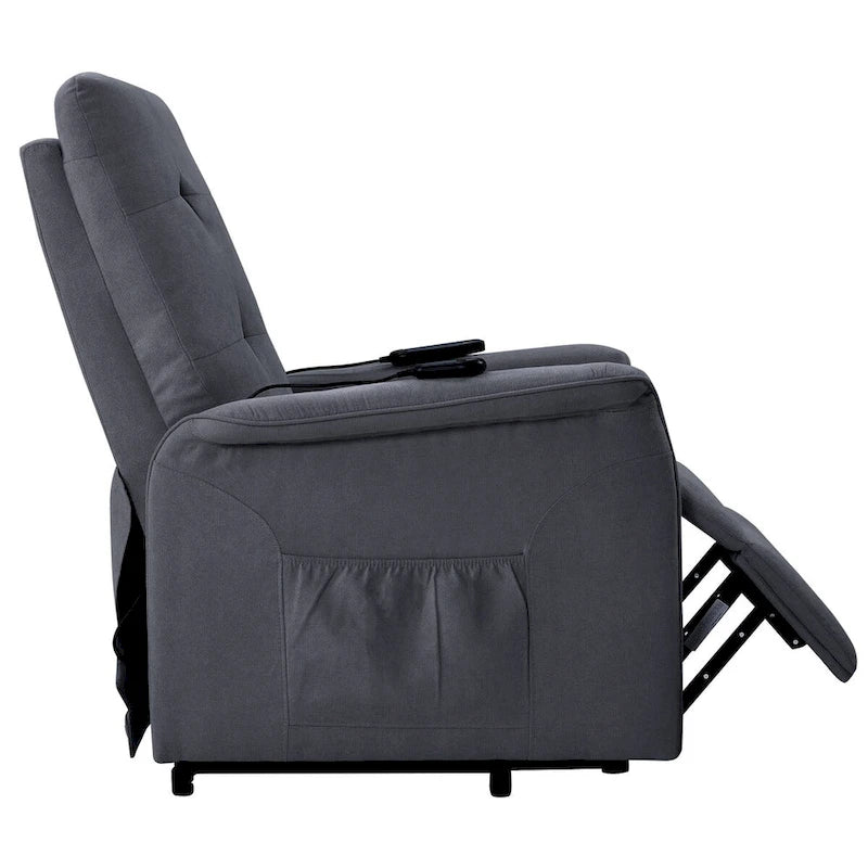 Fauteuil inclinable releveur électrique gris clair/gris foncé avec massage et télécommande – 1 place