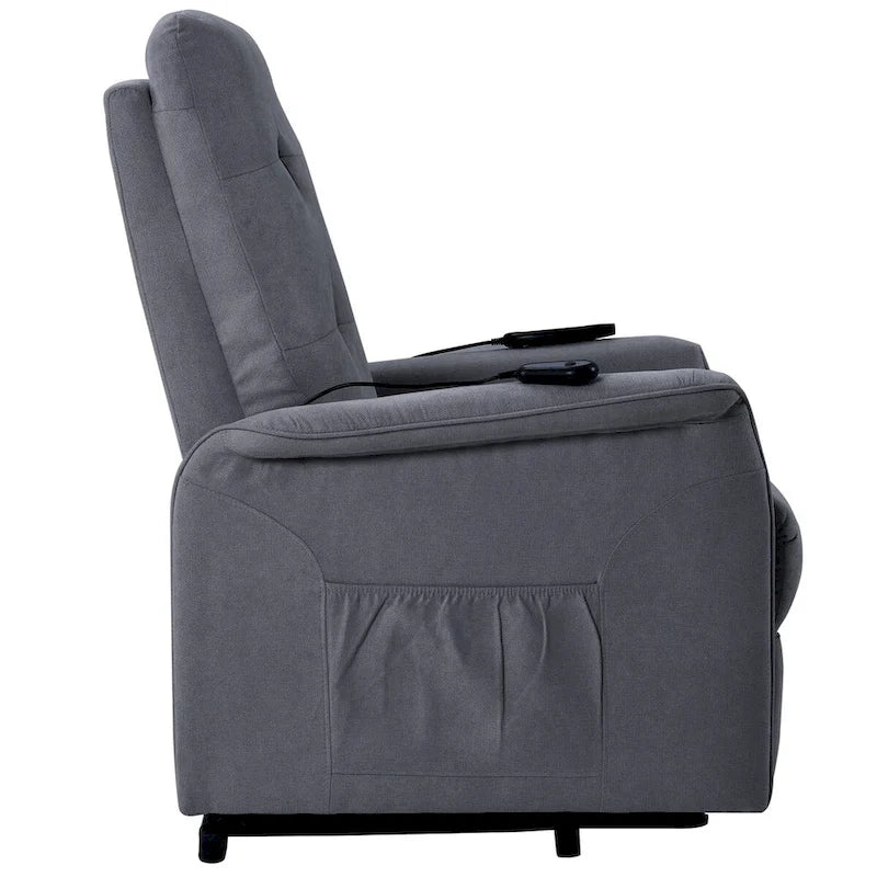 Fauteuil inclinable releveur électrique gris clair/gris foncé avec massage et télécommande – 1 place